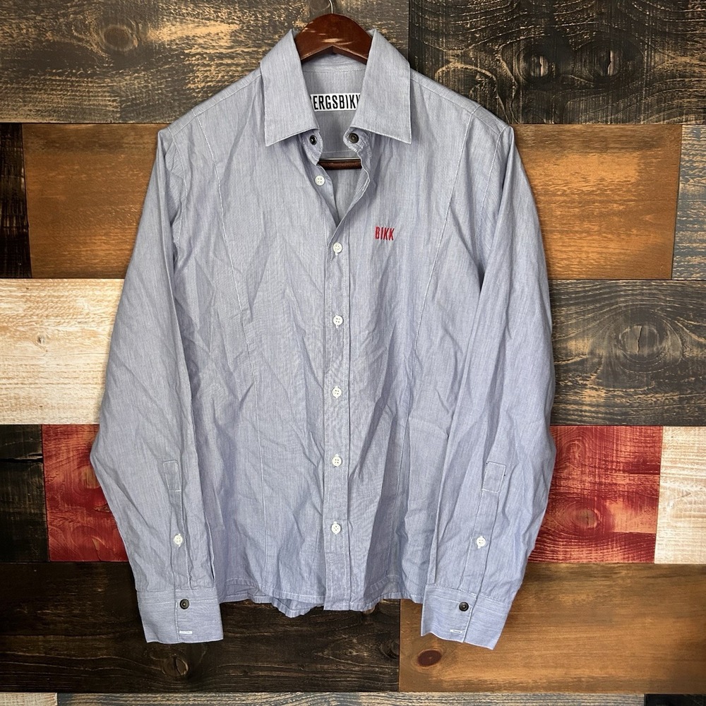 Dirk Bikkembergs Mens Shirt Button Up Shirt Jacket Blue 44 M